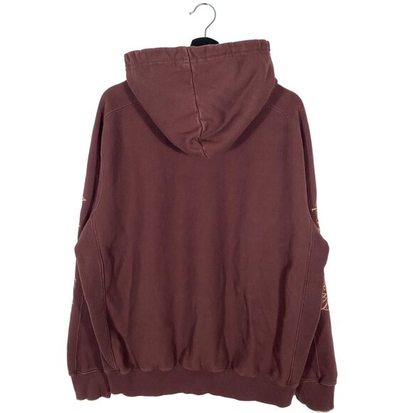 Awake NY Classic Outline Logo Paneled Boxy Brown Hoodie mens size Large - Picture 2 of 7